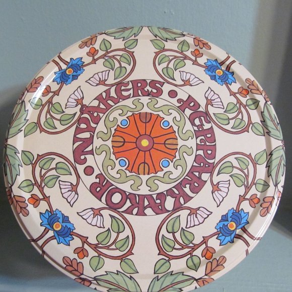 Nyåkers Pepparkakor Swedish Cookie Tin Tan Green Blue Floral - Picture 3 of 15